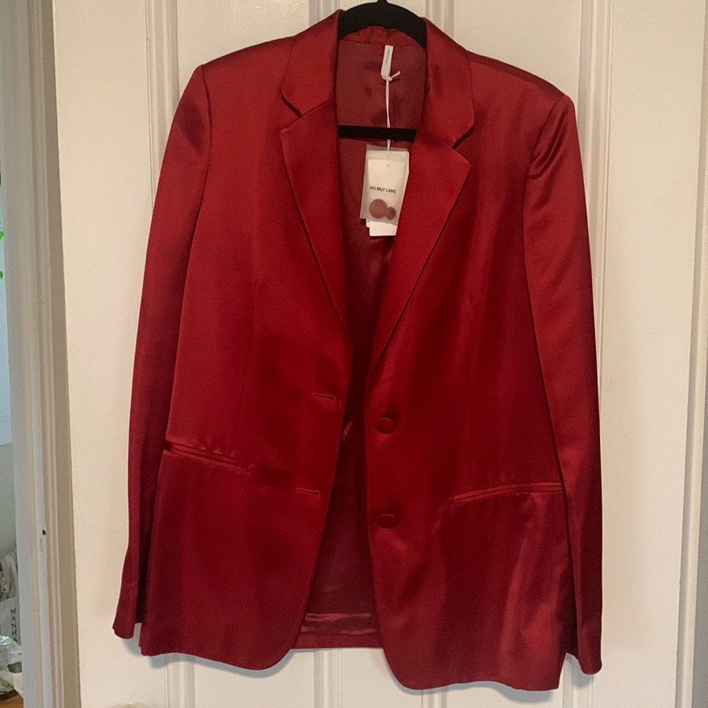 Helmut Lang Red Satin Blazer-Size 6 W